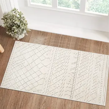 2' X 5' Gray and Beige Abstract Distressed Area Rug