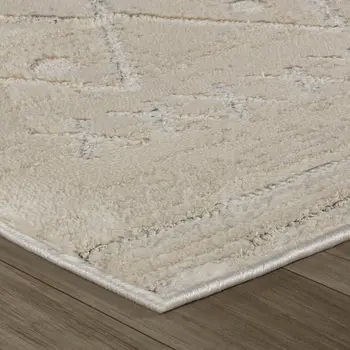 8' Gray And Beige Abstract Distressed Runner Rug