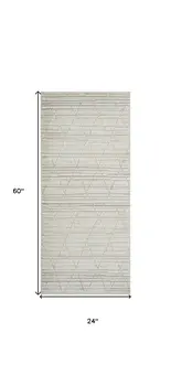 2' X 5' Gray and Beige Geometric Distressed Area Rug