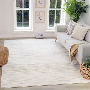 4' X 6' Cream and Beige Abstract Area Rug