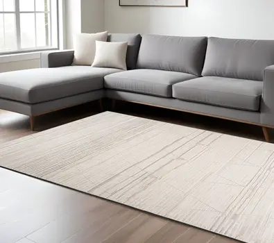8' X 11' Cream and Beige Abstract Area Rug