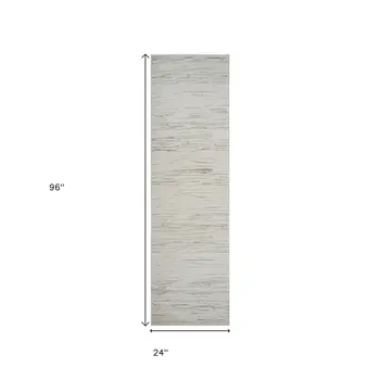 8' Gray And Beige Geometric Distressed Runner Rug