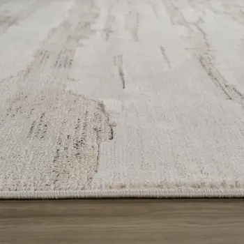 8' Gray And Beige Geometric Distressed Runner Rug