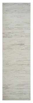 8' Gray And Beige Geometric Distressed Runner Rug