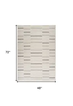 4' X 6' Gray and Cream Abstract Distressed Area Rug