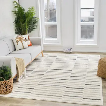 4' X 6' Gray and Cream Abstract Distressed Area Rug