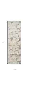 8' Gray And Cream Abstract Distressed Runner Rug