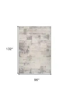 8' X 11' Gray and Cream Abstract Distressed Area Rug