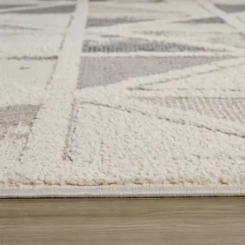 7' X 10' Gray and Cream Geometric Distressed Area Rug