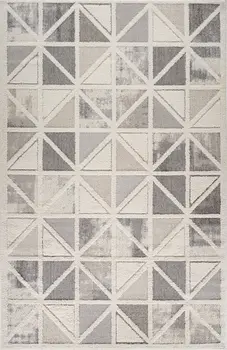 7' X 10' Gray and Cream Geometric Distressed Area Rug