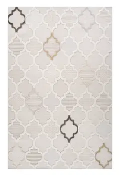 4' X 6' Cream and Beige Geometric Distressed Area Rug