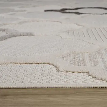 5' X 8' Cream and Beige Geometric Distressed Area Rug