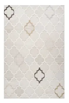 7' X 10' Cream and Beige Geometric Distressed Area Rug