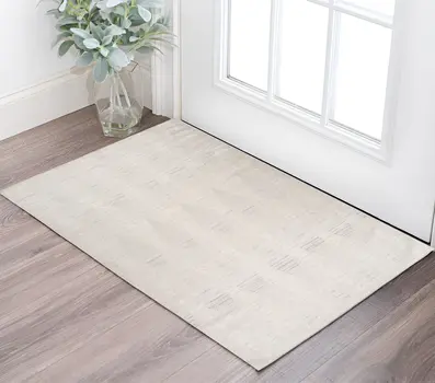 2' X 5' Cream and Beige Geometric Area Rug