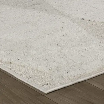 2' X 5' Cream and Beige Geometric Area Rug