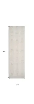 8' Cream and Beige Geometric Distressed Runner Rug