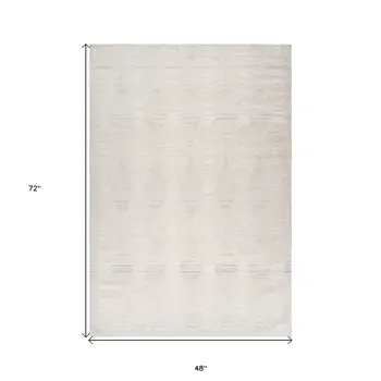 4' X 6' Cream and Beige Geometric Distressed Area Rug