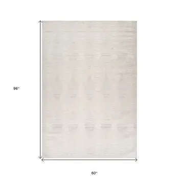 5' X 8' Cream and Beige Geometric Distressed Area Rug