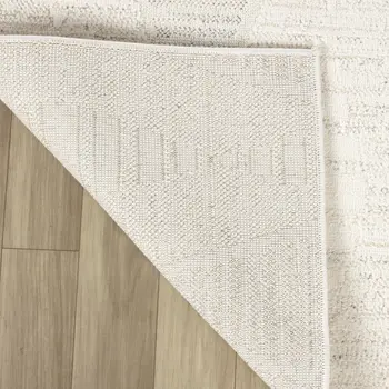 5' X 8' Cream and Beige Geometric Distressed Area Rug