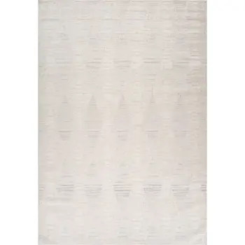 5' X 8' Cream and Beige Geometric Distressed Area Rug