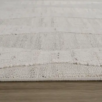 7' X 10' Cream and Beige Geometric Distressed Area Rug