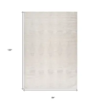 7' X 10' Cream and Beige Geometric Distressed Area Rug