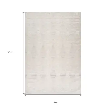 8' X 11' Cream and Beige Geometric Distressed Area Rug