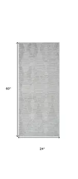 2' X 5' Gray and Ivory Geometric Distressed Area Rug