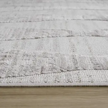 5' X 8' Gray and Ivory Geometric Distressed Area Rug