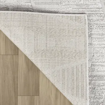 8' X 11' Gray and Ivory Geometric Distressed Area Rug