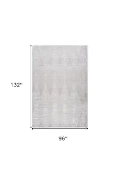 8' X 11' Gray and Ivory Geometric Distressed Area Rug