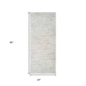 2' X 5' Gray and Beige Geometric Distressed Area Rug