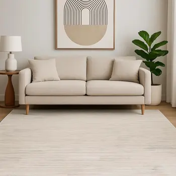5' X 8' Cream and Beige Abstract Area Rug