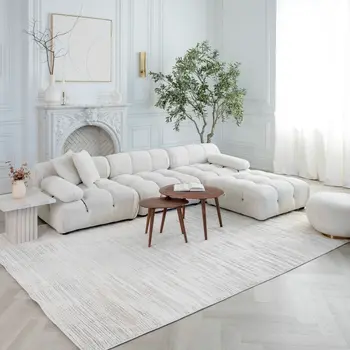 7' X 10' Cream and Beige Abstract Area Rug