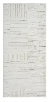 2' X 5' Gray and Beige Geometric Distressed Area Rug