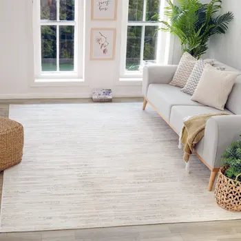 7' X 10' Gray and Beige Geometric Distressed Area Rug