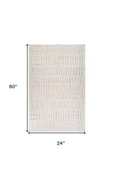 2' X 5' Gray and Beige Geometric Distressed Area Rug