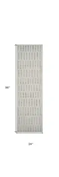 8' Gray and Beige Geometric Distressed Runner Rug