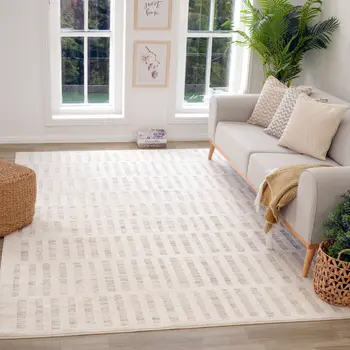 4' X 6' Gray and Beige Geometric Distressed Area Rug