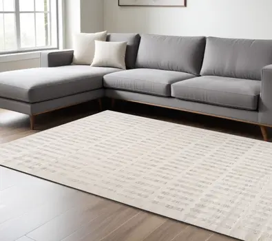 7' X 10' Gray and Beige Geometric Distressed Area Rug