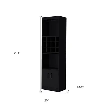 71" Black Wood Bar Cabinet With Two Doors