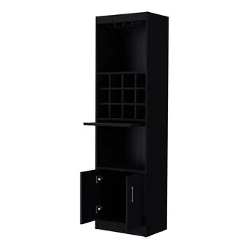 71" Black Wood Bar Cabinet With Two Doors