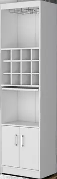 71" White Wood Bar Cabinet With Two Doors