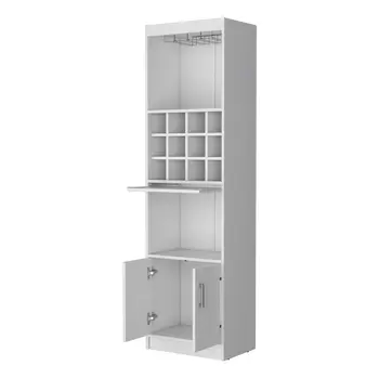 71" White Wood Bar Cabinet With Two Doors