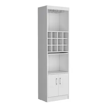 71" White Wood Bar Cabinet With Two Doors