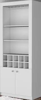75" White Wood Bar Cabinet With Two Doors