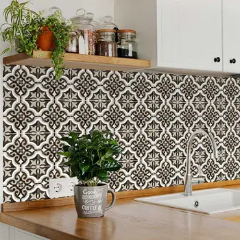 8" x 8" Black White and Gray Autry Mosaic Peel and Stick Removable Tiles