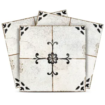 6" x 6" Dark Gray and Silver Ave Mosaic Peel and Stick Removable Tiles