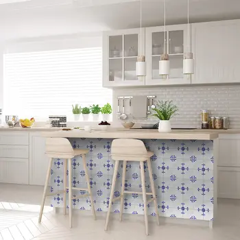 8" x 8" Steel Blue and White Averi Mosaic Peel and Stick Removable Tiles