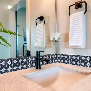 4" x 4" Blue and White Smoke Ash Mosaic Peel and Stick Removable Tiles